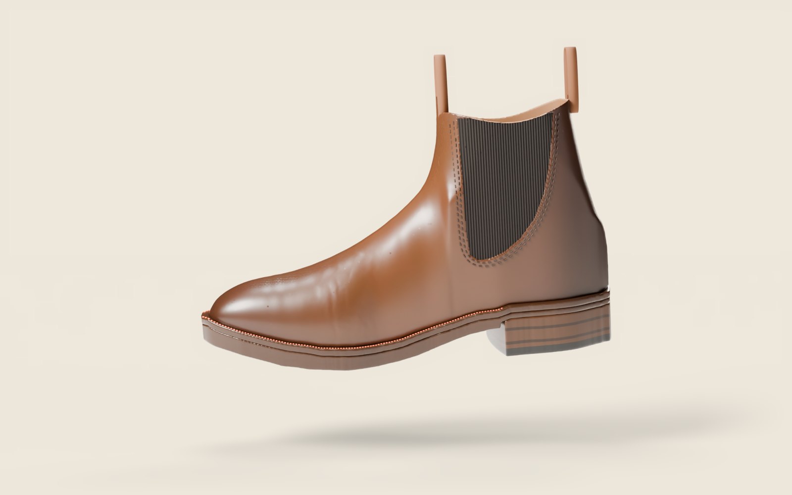 After: the same Chelsea boot repaired, polished and resoled